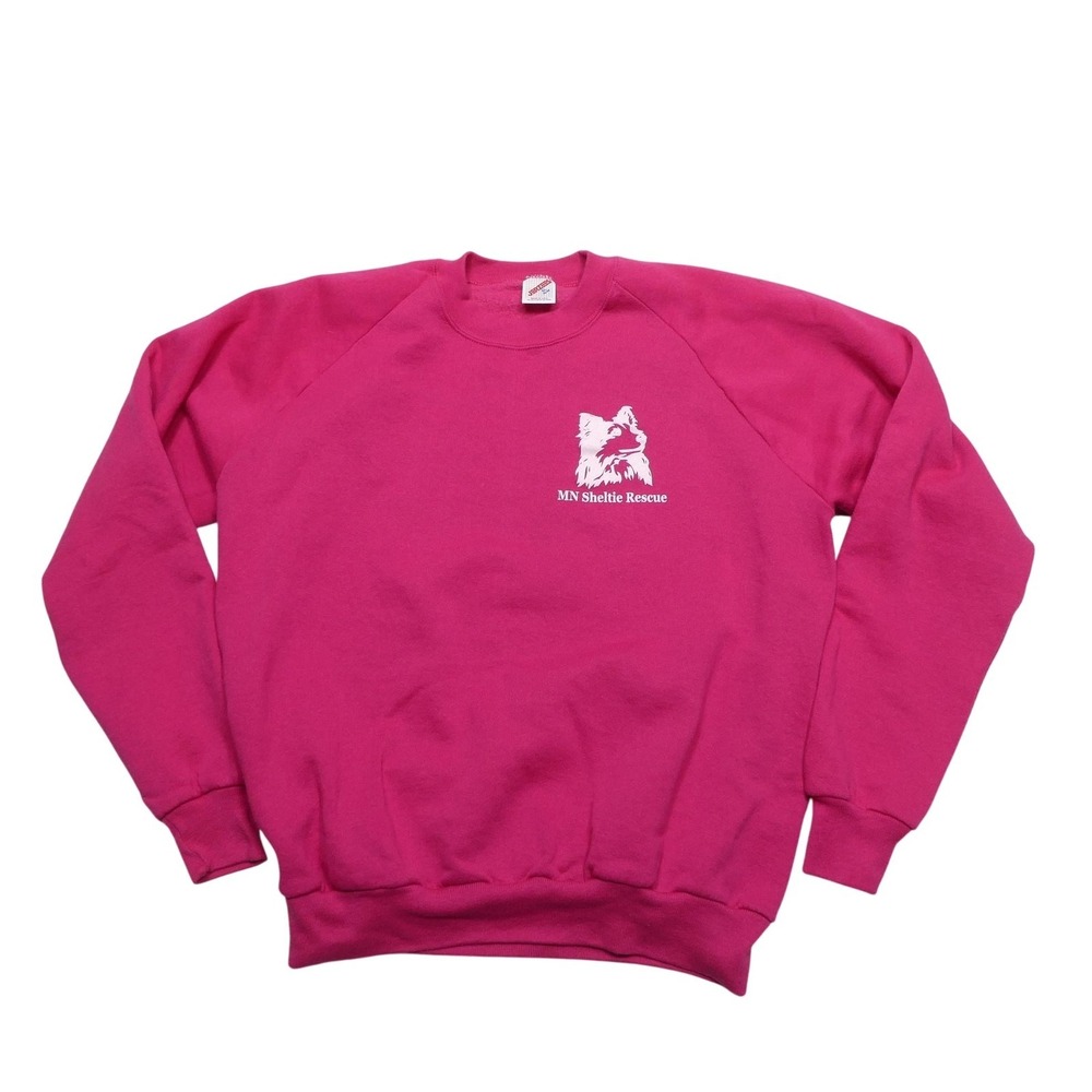 Vintage MN Sheltie Rescue Sweatshirt Mens XL Pink Jerzees Dog Graphic Fleece 90s